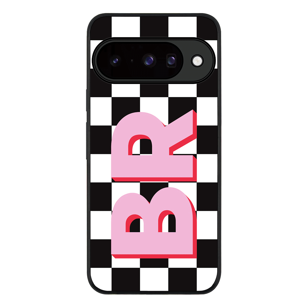 Custom Monogram Initial Checkerboard, Phone Case - Google