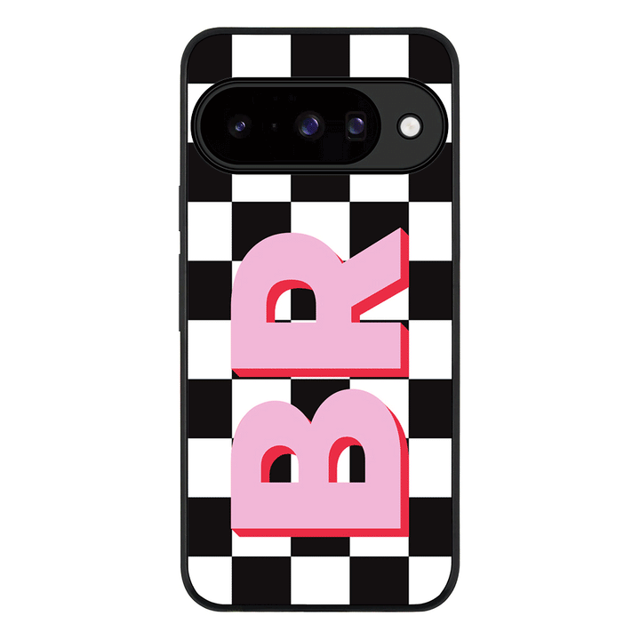 Custom Monogram Initial Checkerboard, Phone Case - Google