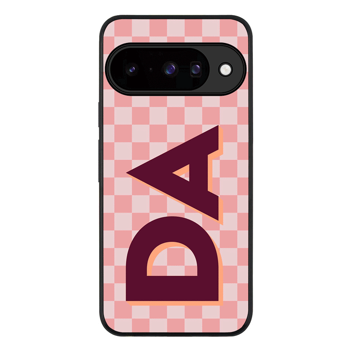 Custom Monogram Initial Small Checkerboard, Phone Case - Google