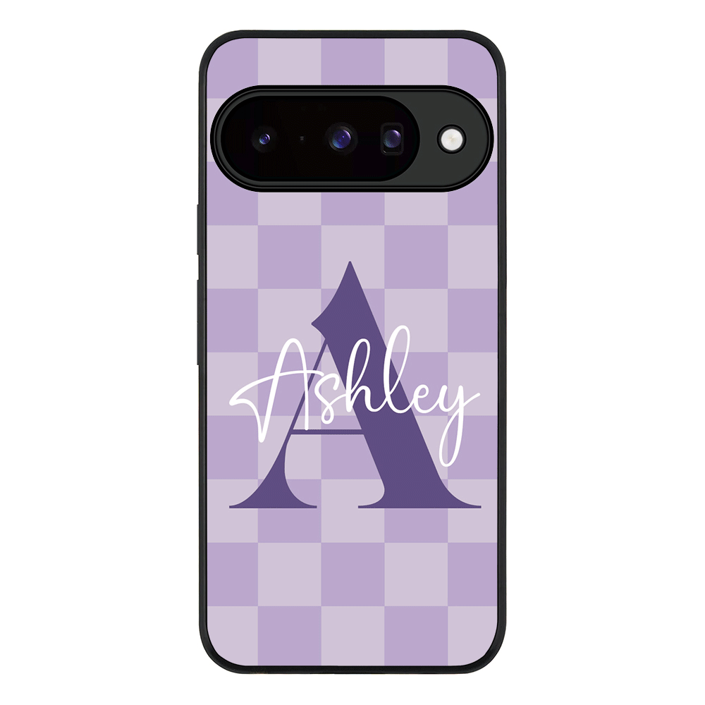Personalized Name Initial Monogram Checkerboard, Phone Case - Google