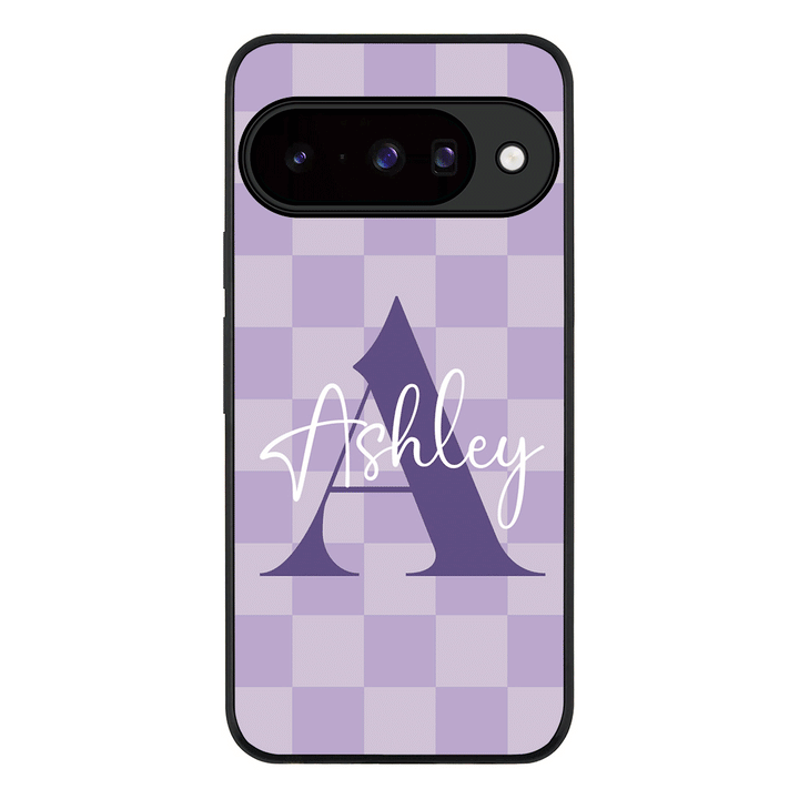 Personalized Name Initial Monogram Checkerboard, Phone Case - Google