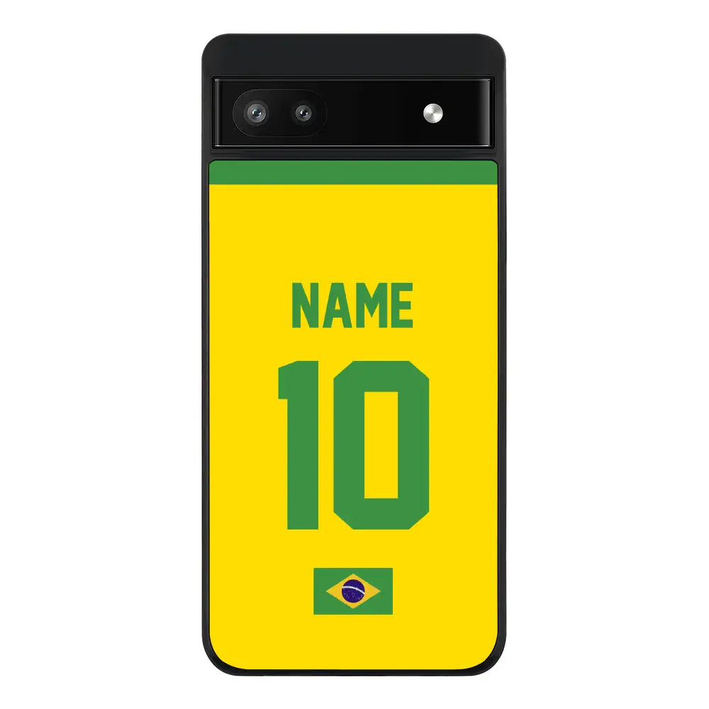 Google Pixel 6a / Rugged Black Phone Case Personalized Football Jersey Phone Case Custom Name & Number - Google - Stylizedd