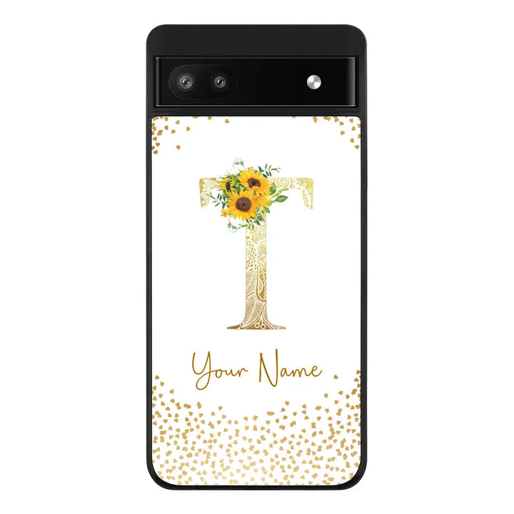 Google Pixel 6a / Rugged Black Phone Case Floral Mandala Initial Phone Case - Google - Stylizedd