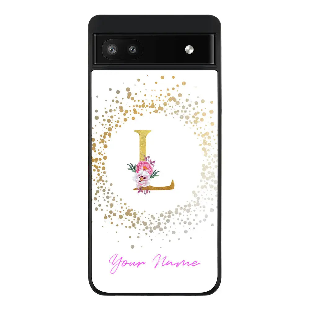 Google Pixel 6a Rugged Black Floral Initial Phone Case - Google - Stylizedd.com