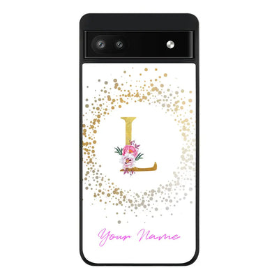Google Pixel 6a Rugged Black Floral Initial Phone Case - Google - Stylizedd.com