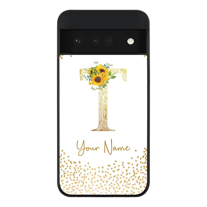 Google Pixel 6 Pro 5G / Rugged Black Phone Case Floral Mandala Initial Phone Case - Google - Stylizedd