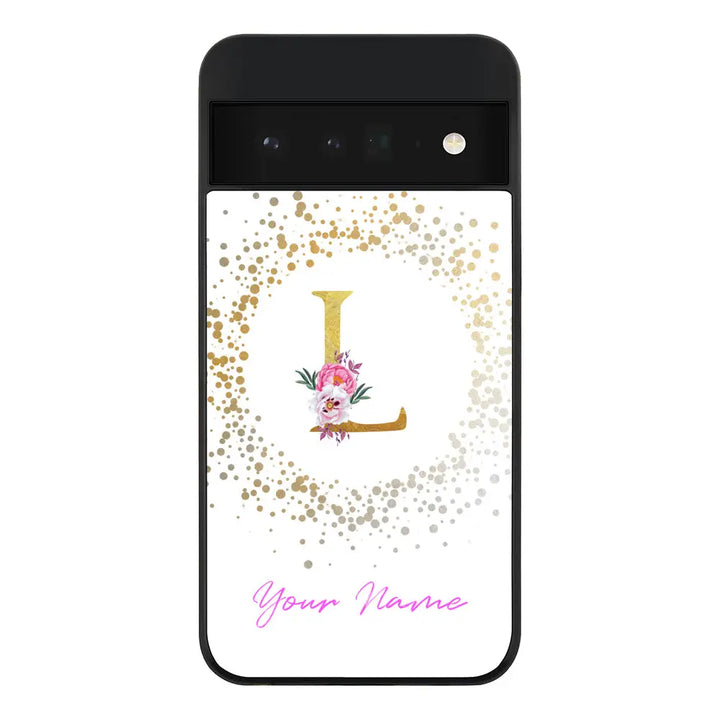 Google Pixel 6 Pro 5G / Rugged Black Phone Case Floral Initial Phone Case - Google - Stylizedd