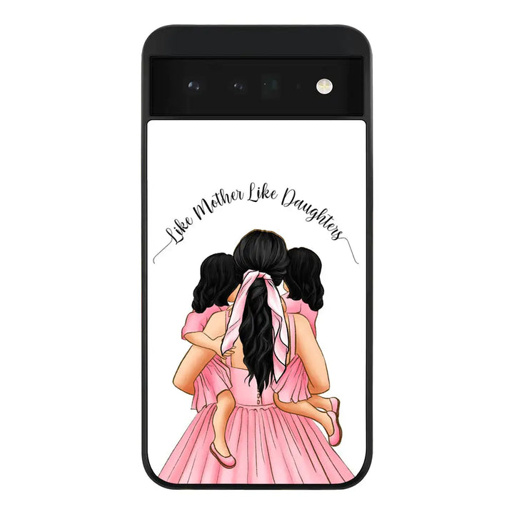 Google Pixel 6 5G Rugged Black Mother 2 daughters Custom Clipart, Text Phone Case - Google - Stylizedd.com
