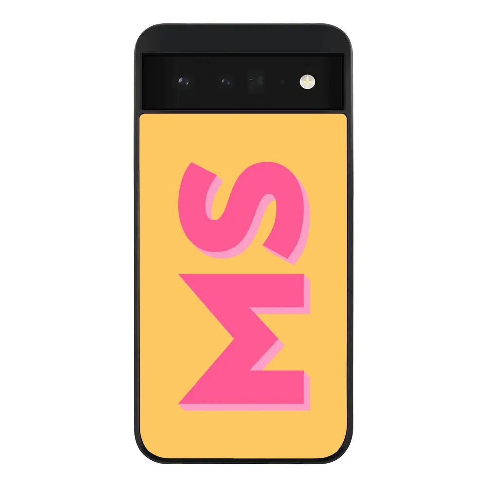 Google Pixel 6 5G / Rugged Black Phone Case Personalized Monogram Initial 3D Shadow Text Phone Case - Google - Stylizedd