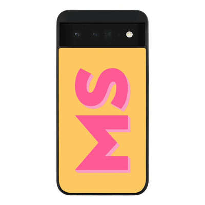 Google Pixel 6 5G Rugged Black Personalized Monogram Initial 3D Shadow Text Phone Case - Google - Stylizedd.com