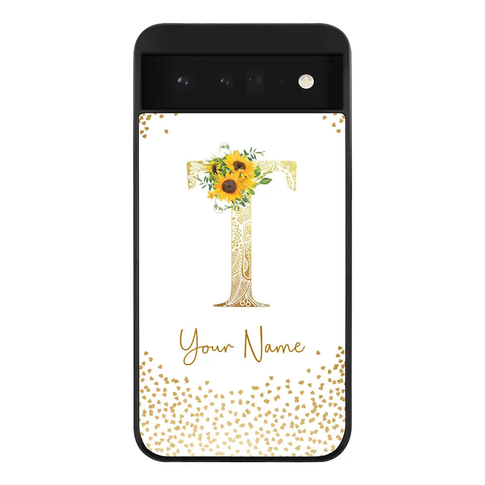 Google Pixel 6 5G / Rugged Black Phone Case Floral Mandala Initial Phone Case - Google - Stylizedd