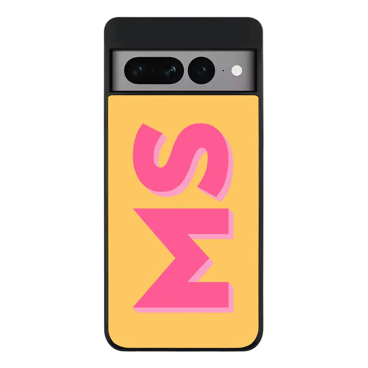 Google Pixel 7 Pro / Rugged Black Phone Case Personalized Monogram Initial 3D Shadow Text Phone Case - Google - Stylizedd