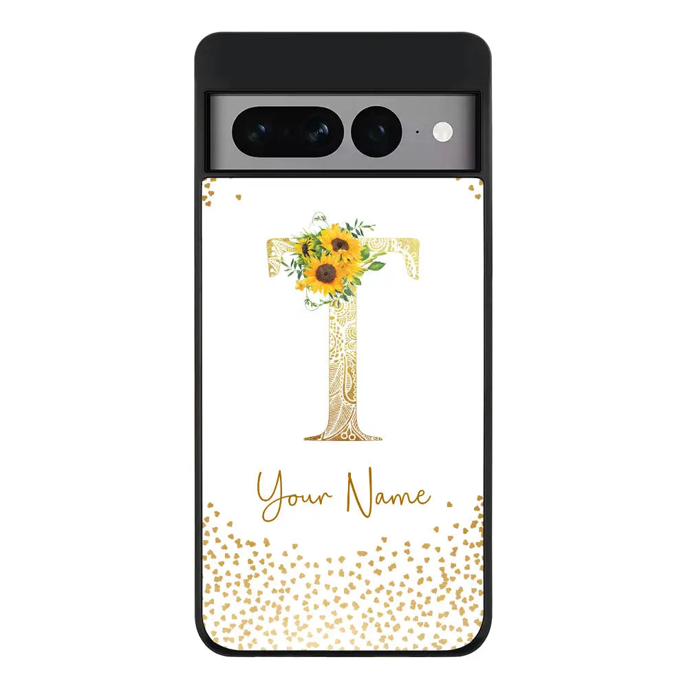 Google Pixel 7 Pro / Rugged Black Phone Case Floral Mandala Initial Phone Case - Google - Stylizedd