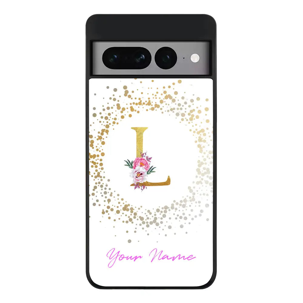 Google Pixel 7 Pro / Rugged Black Phone Case Floral Initial Phone Case - Google - Stylizedd