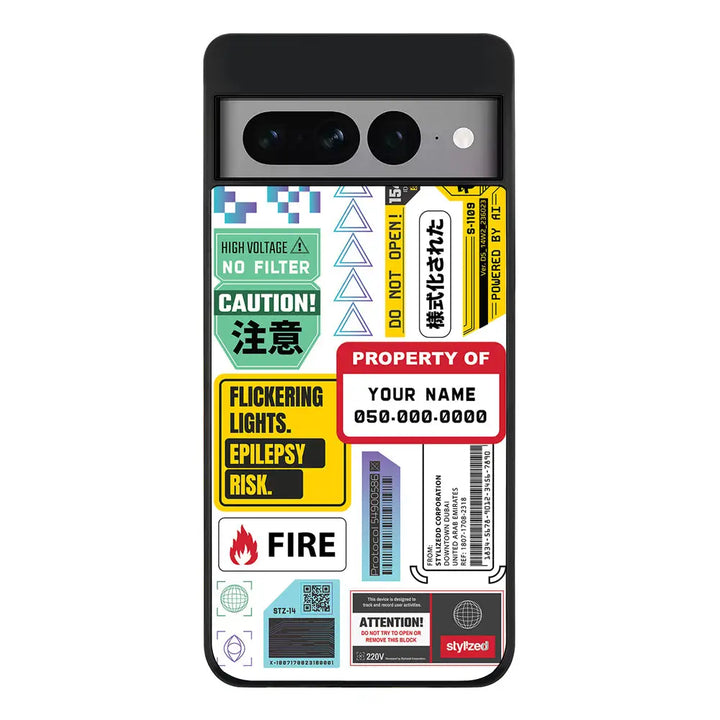 Google Pixel 7 Pro / Rugged Black Personalized Name Property of Label Stickers, Phone Case - Google - Stylizedd.com