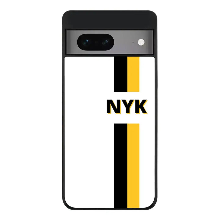 Google Pixel 7 / Rugged Black Phone Case Custom Striped Monogram Phone Case - Google - Stylizedd