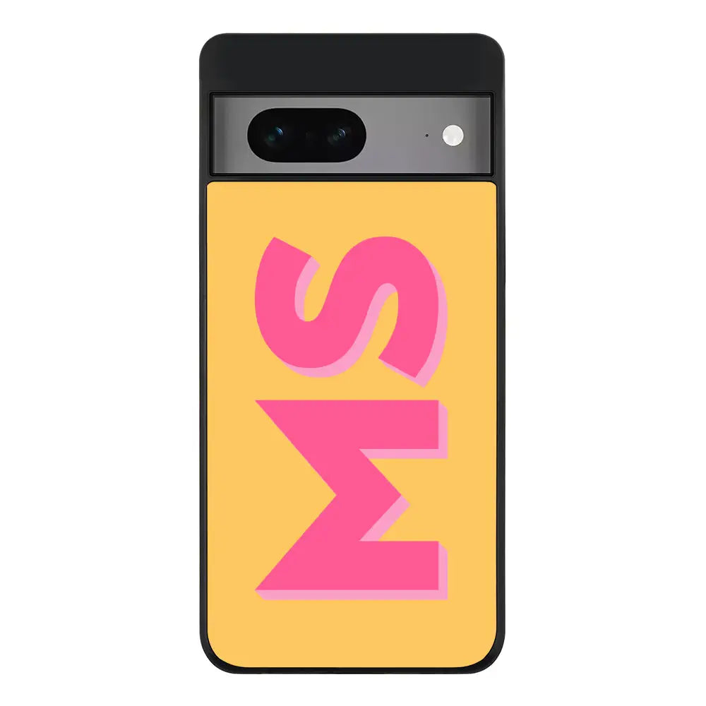 Google Pixel 7 Rugged Black Personalized Monogram Initial 3D Shadow Text Phone Case - Google - Stylizedd.com