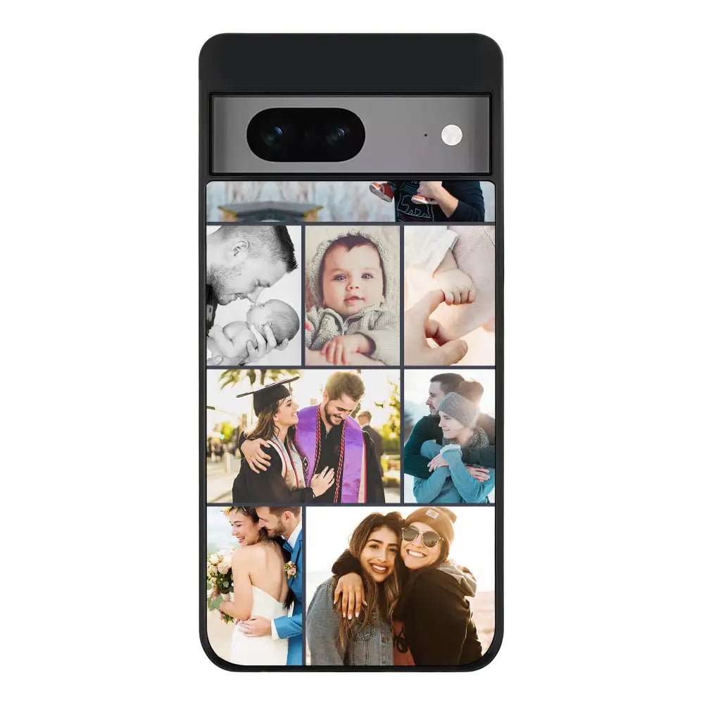 Google Pixel 7 / Rugged Black Phone Case Personalised Photo Collage Grid Phone Case - Google - Stylizedd