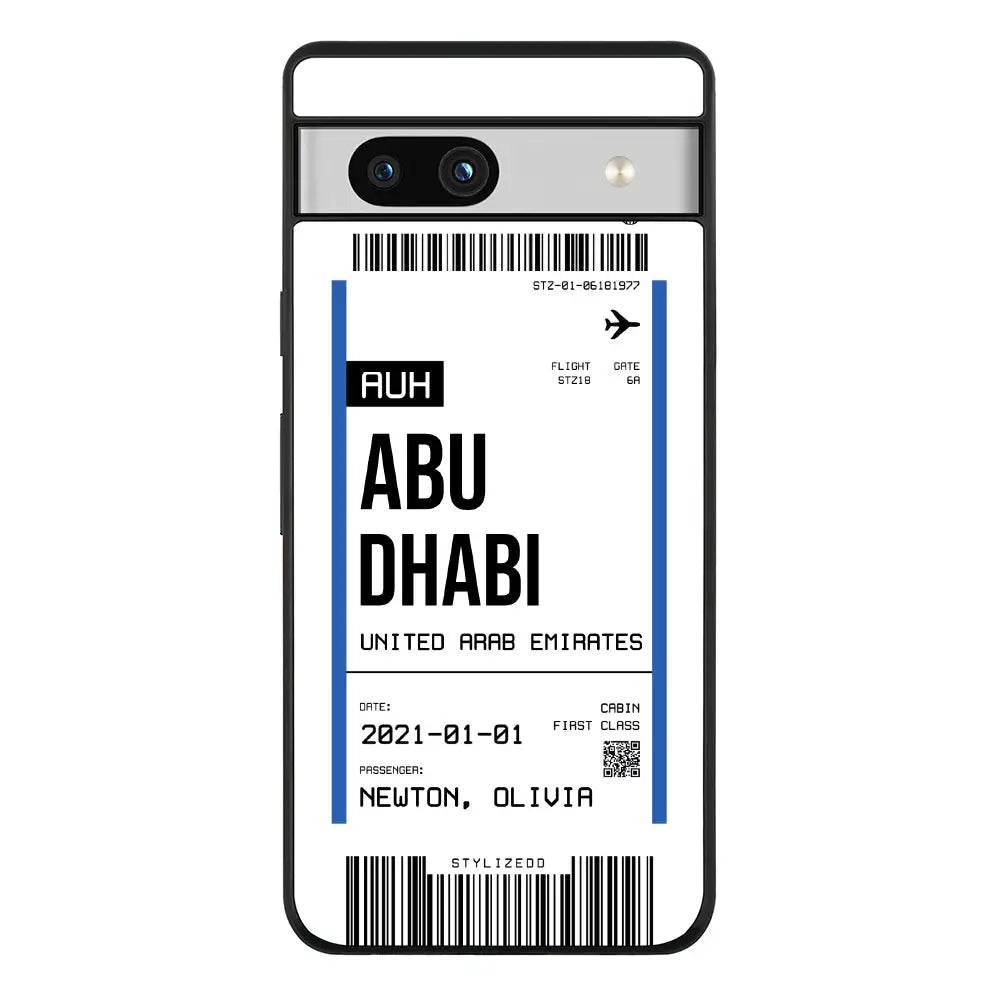 Custom Flight Boarding Pass Ticket Phone Case - Google - Pixel 7a 5G / Rugged Black - Stylizedd