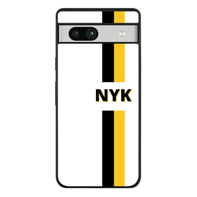 Custom Striped Monogram Phone Case - Google - Pixel 7a 5G / Rugged Black - Stylizedd