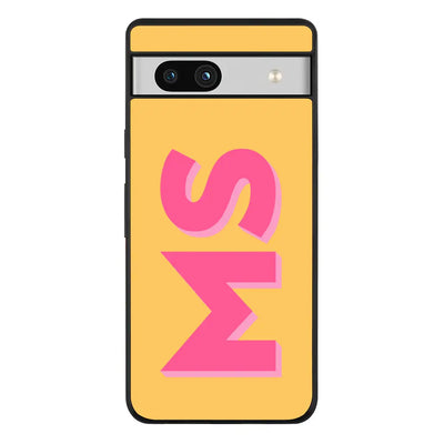 Google Pixel 7a 5G / Rugged Black Phone Case Personalized Monogram Initial 3D Shadow Text Phone Case - Google - Stylizedd