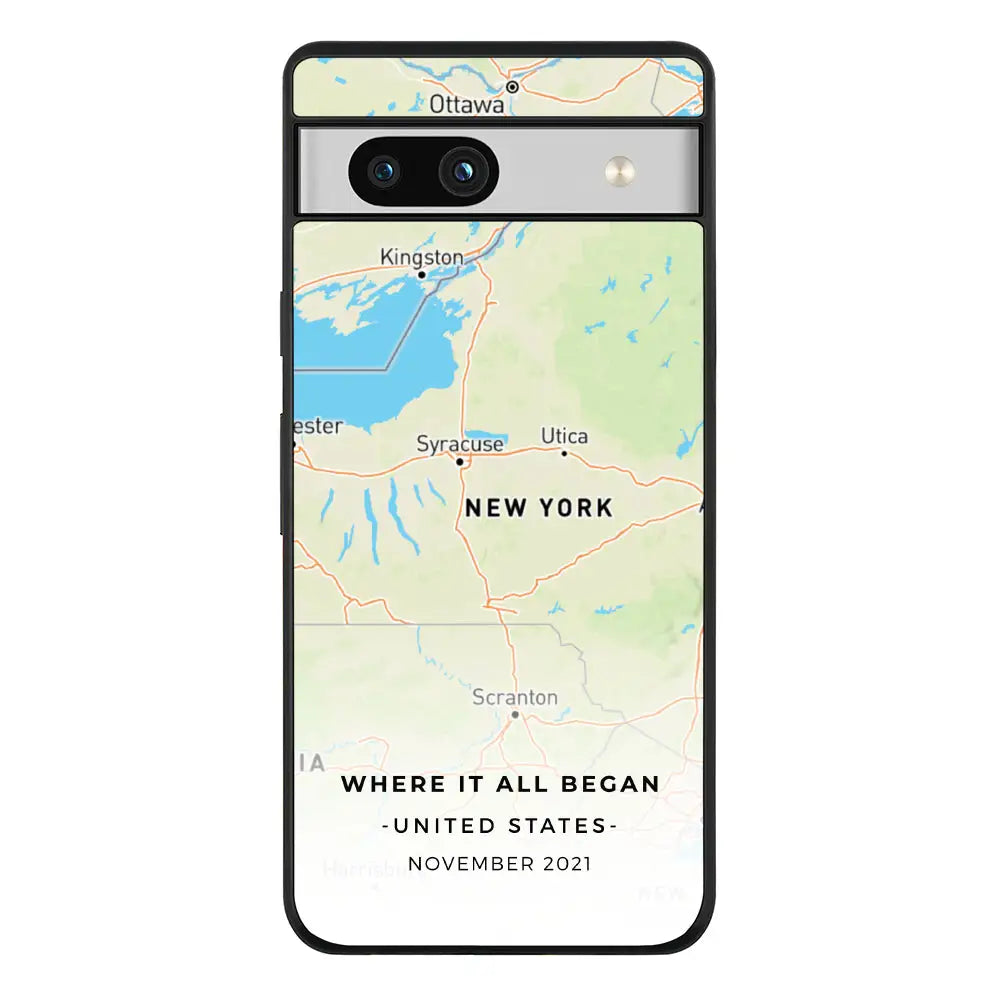 Google Pixel 7a 5G / Rugged Black Phone Case Personalized map, Phone Case - Google - Stylizedd