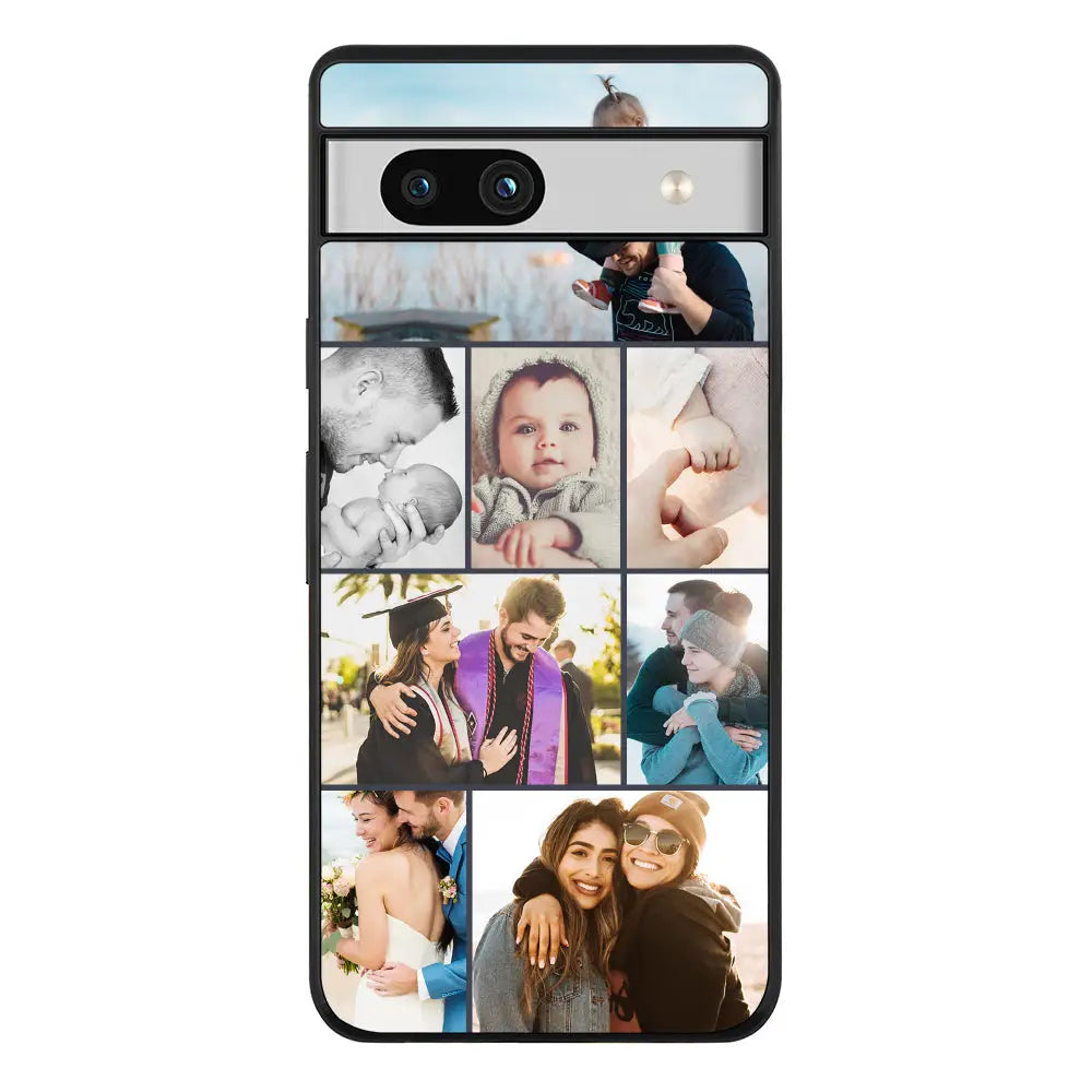 Personalised Photo Collage Grid Phone Case - Google - Pixel 7a 5G / Rugged Black - Stylizedd