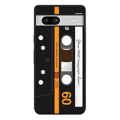 Custom Retro Cassette Tape Phone Case - Google - Pixel 7a 5G / Rugged Black - Stylizedd