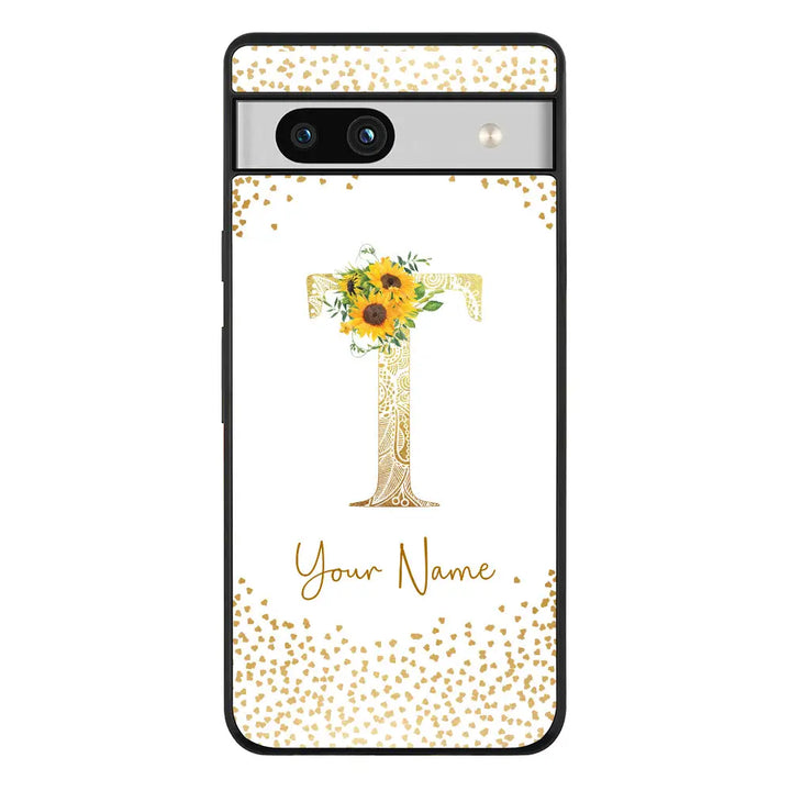 Google Pixel 7a 5G / Rugged Black Phone Case Floral Mandala Initial Phone Case - Google - Stylizedd