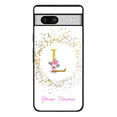 Floral Initial Phone Case - Google - Pixel 7a 5G / Rugged Black - Stylizedd