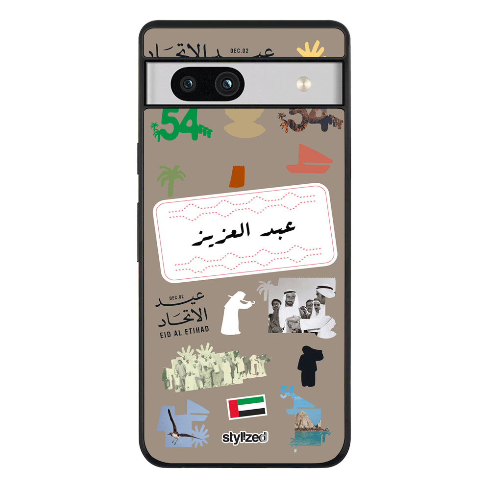 Google Pixel 7a 5G / Rugged Black Custom Eid Al Etihad 54 National Day Sticker, Phone Case - Google - Stylizedd.com