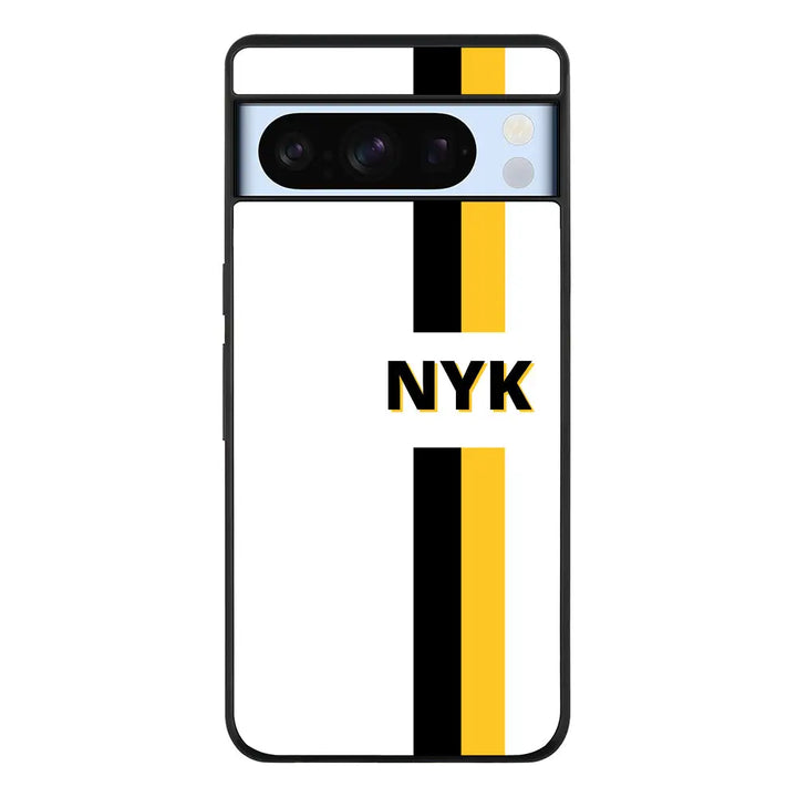 Google Pixel 8 Pro / Rugged Black Phone Case Custom Striped Monogram Phone Case - Google - Stylizedd