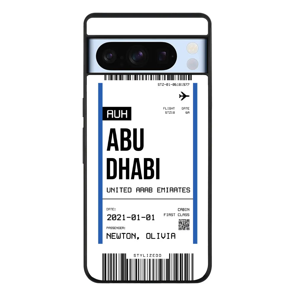 Custom Flight Boarding Pass Ticket Phone Case - Google - Pixel 8 Pro / Rugged Black - Stylizedd