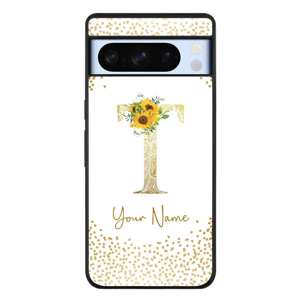 Google Pixel 8 Pro / Rugged Black Phone Case Floral Mandala Initial Phone Case - Google - Stylizedd