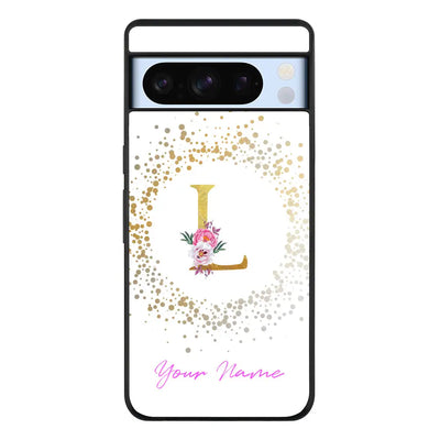 Floral Initial Phone Case - Google - Pixel 8 Pro / Rugged Black - Stylizedd
