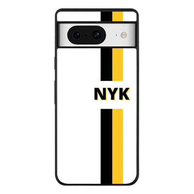 Custom Striped Monogram Phone Case - Google - Pixel 8 / Rugged Black - Stylizedd