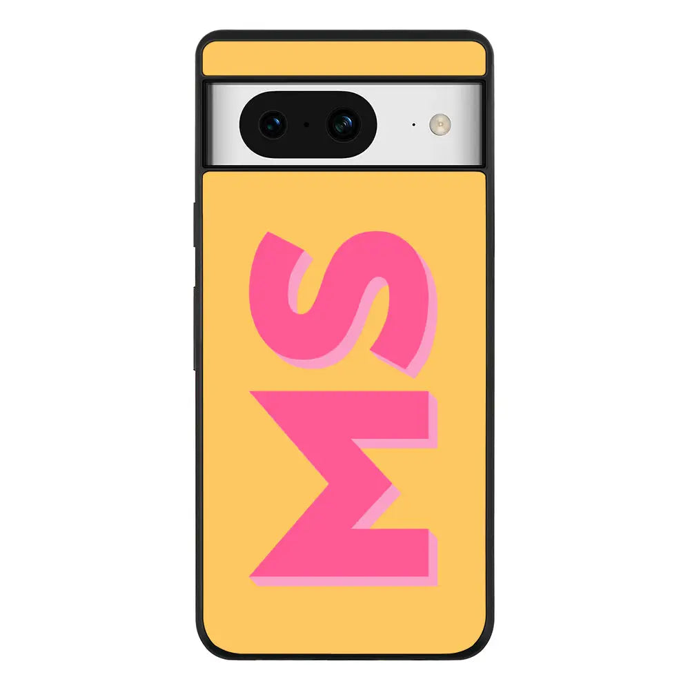 Google Pixel 8 / Rugged Black Phone Case Personalized Monogram Initial 3D Shadow Text Phone Case - Google - Stylizedd