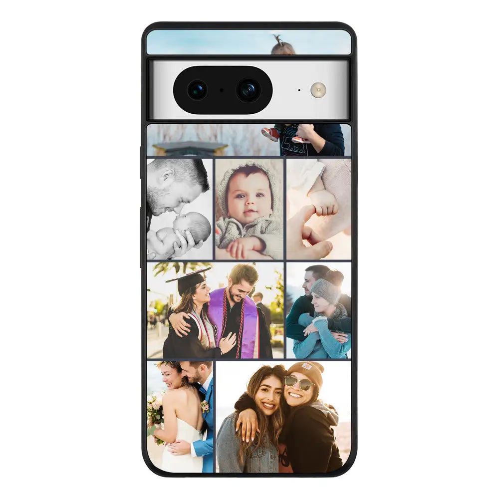 Google Pixel 8 / Rugged Black Phone Case Personalised Photo Collage Grid Phone Case - Google - Stylizedd