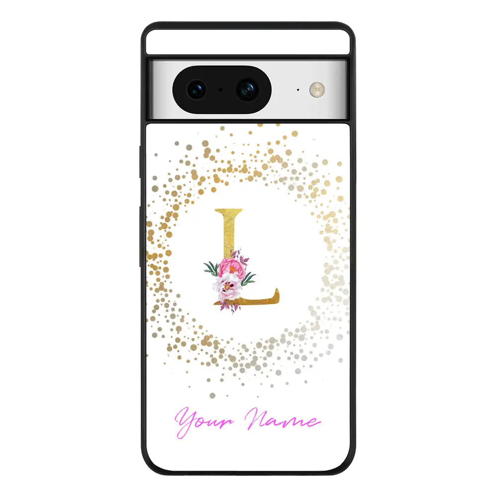 Google Pixel 8 / Rugged Black Phone Case Floral Initial Phone Case - Google - Stylizedd