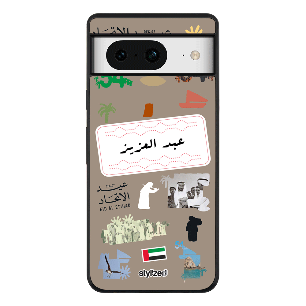 Google Pixel 8 / Rugged Black Custom Eid Al Etihad 54 National Day Sticker, Phone Case - Google - Stylizedd.com