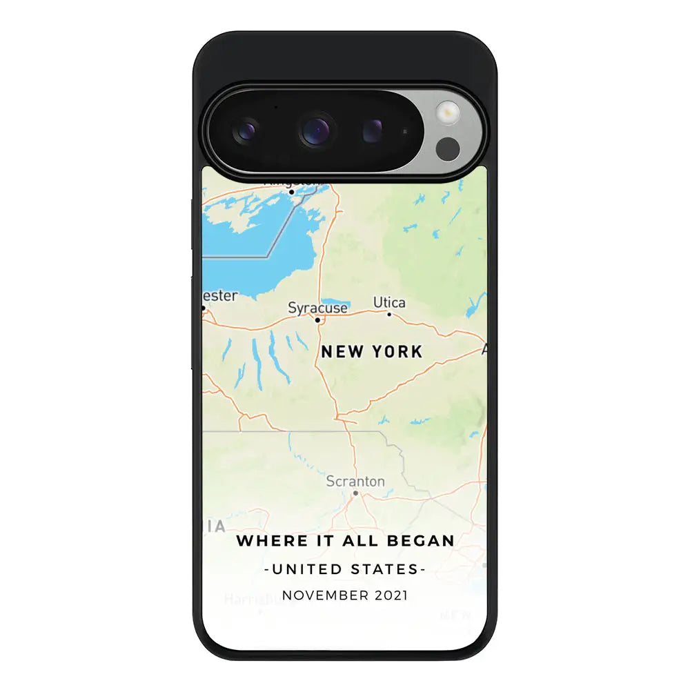 Personalized map Phone Case - Google - Pixel 9 Pro / Rugged Black - Stylizedd