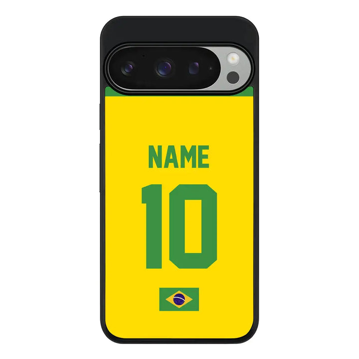 Personalized Football Jersey Phone Case Custom Name & Number - Google - Pixel 9 Pro / Rugged Black