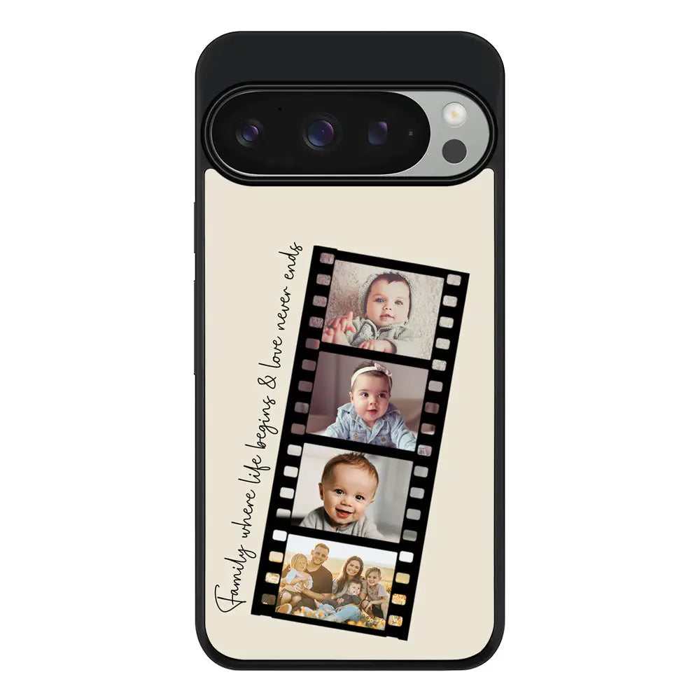 Custom Film Strips Personalised Movie Strip Phone Case - Google - Pixel 9 Pro / Rugged Black