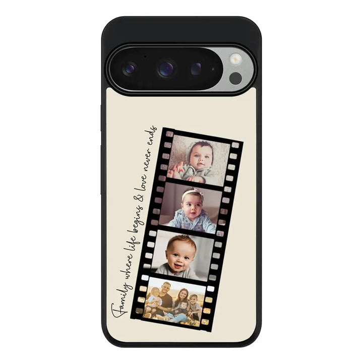 Custom Film Strips Personalised Movie Strip Phone Case - Google - Pixel 9 Pro / Rugged Black