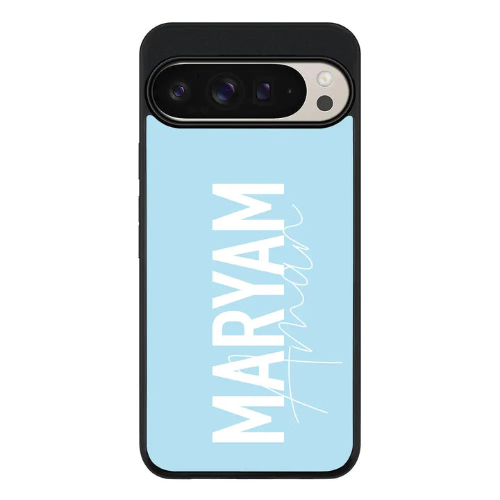 Personalized Name Vertical Phone Case - Google - Pixel 9 Pro XL / Rugged Black - Stylizedd