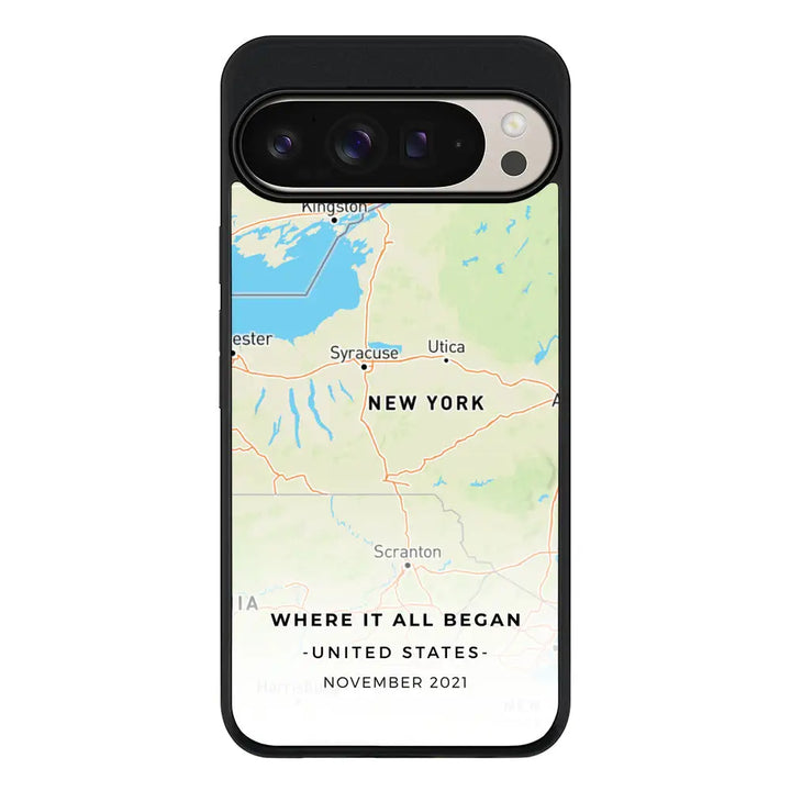 Personalized map Phone Case - Google - Pixel 9 Pro XL / Rugged Black - Stylizedd