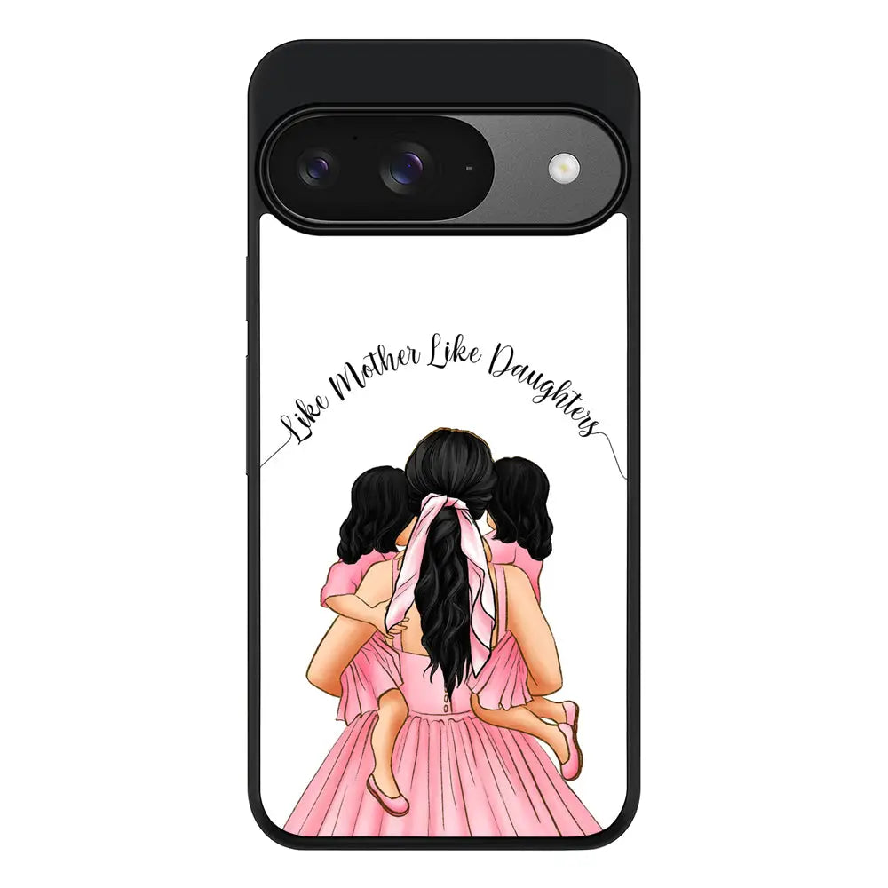 Mother 2 daughters Custom Clipart Text Phone Case - Google - Pixel 9 / Rugged Black - Stylizedd