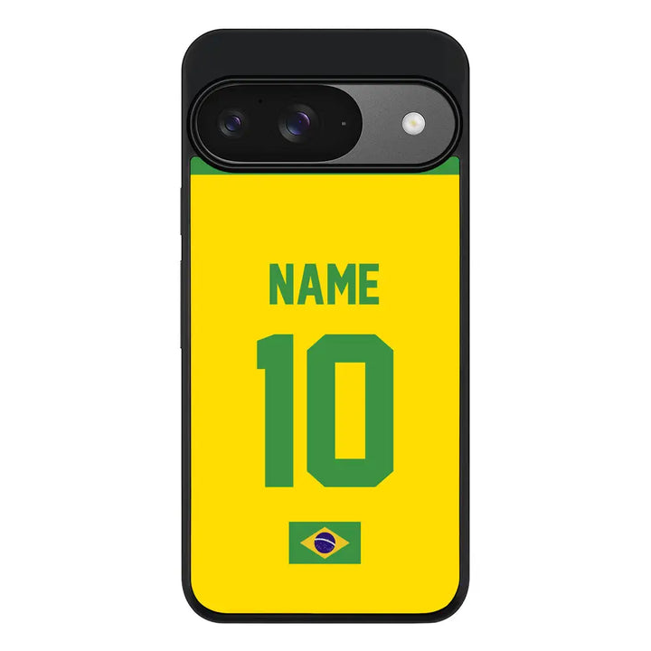 Personalized Football Jersey Phone Case Custom Name & Number - Google - Pixel 9 / Rugged Black