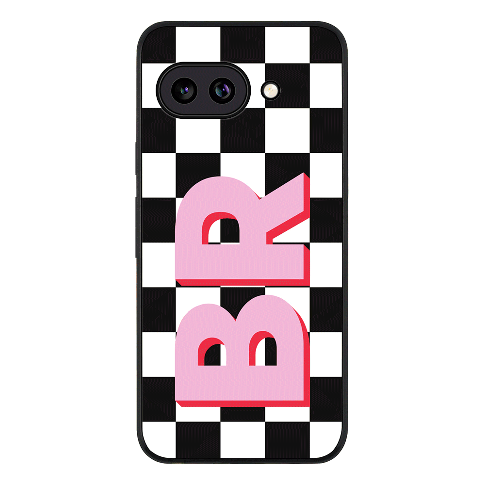 Custom Monogram Initial Checkerboard, Phone Case - Google