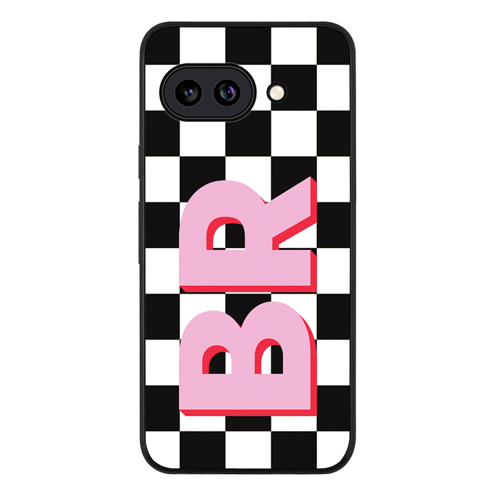 Custom Monogram Initial Checkerboard, Phone Case - Google